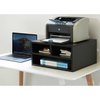 Basicwise Printer Stand Shelf Wood Office Desktop Compartment Organizer, Black QI003731.BK